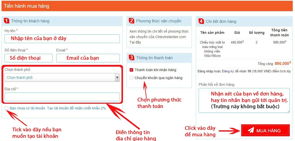 thanh toán mua hàng